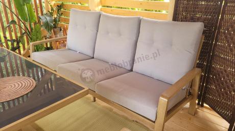 Komplet mebli ogrodowych z sofą, regulowanymi fotelami i pufami - drewniany - Tavaro Dining Plus Wood