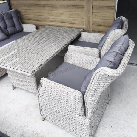 Komplet mebli ogrodowych z technorattanu do ogrodu z regulowanymi krzesłami - Fiorento Dining Grey