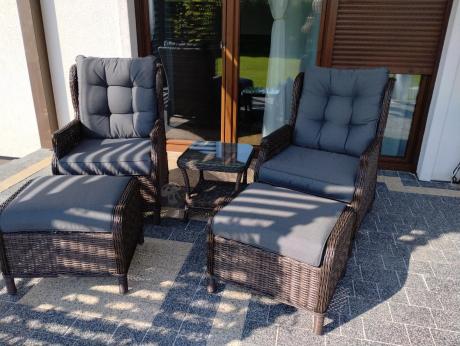 Komplet mebli ogrodowych z technorattanu z funkcją Relax Laritto Duo - Dark Brown