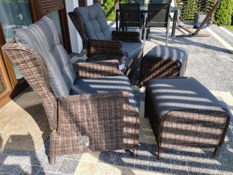 Komplet mebli ogrodowych z technorattanu z funkcją Relax Laritto Duo - Dark Brown