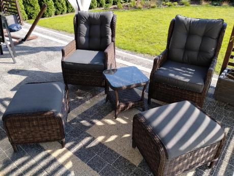 Komplet mebli ogrodowych z technorattanu z funkcją Relax Laritto Duo - Dark Brown