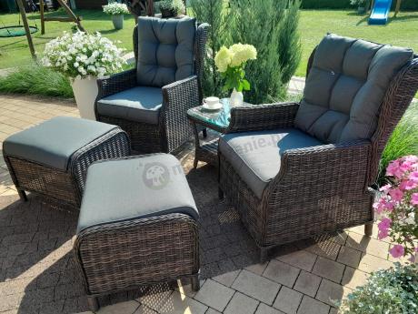 Komplet mebli ogrodowych z technorattanu z funkcją Relax Laritto Duo - Dark Brown