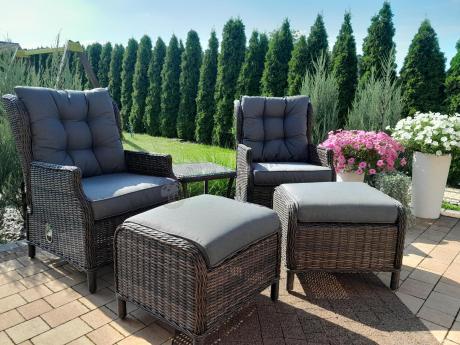 Komplet mebli ogrodowych z technorattanu z funkcją Relax Laritto Duo - Dark Brown