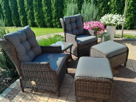 Komplet mebli ogrodowych z technorattanu z funkcją Relax Laritto Duo - Dark Brown