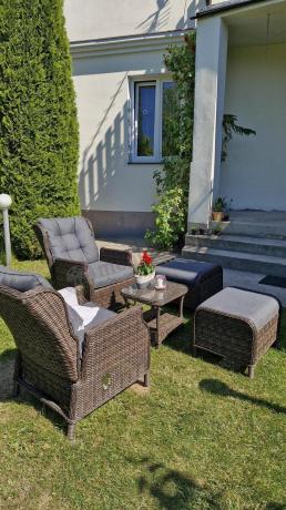 Komplet mebli ogrodowych z technorattanu z funkcją Relax Laritto Duo - Dark Brown