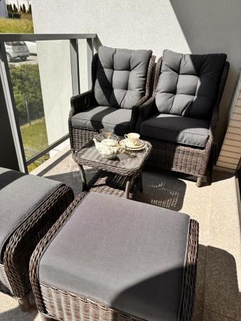 Komplet mebli ogrodowych z technorattanu z funkcją Relax Laritto Duo - Dark Brown