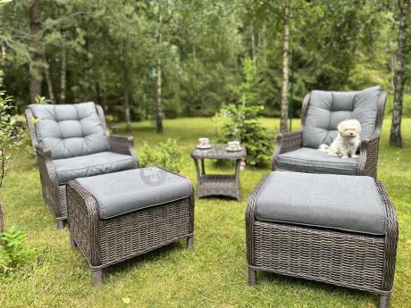 Komplet mebli ogrodowych z technorattanu z funkcją Relax Laritto Duo - Dark Brown