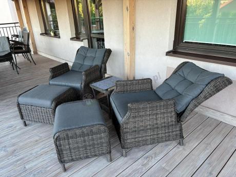 Komplet mebli ogrodowych z technorattanu z funkcją Relax Laritto Duo - Dark Brown