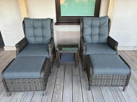 Komplet mebli ogrodowych z technorattanu z funkcją Relax Laritto Duo - Dark Brown