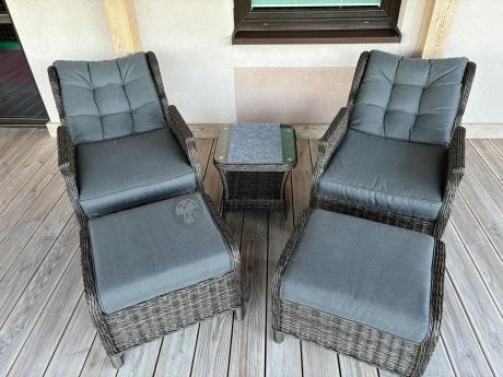 Komplet mebli ogrodowych z technorattanu z funkcją Relax Laritto Duo - Dark Brown