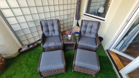 Komplet mebli ogrodowych z technorattanu z funkcją Relax Laritto Duo - Dark Brown