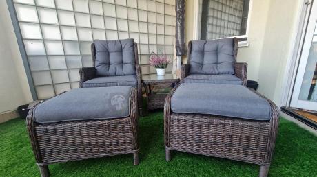 Komplet mebli ogrodowych z technorattanu z funkcją Relax Laritto Duo - Dark Brown