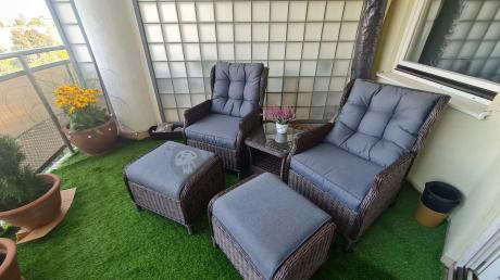 Komplet mebli ogrodowych z technorattanu z funkcją Relax Laritto Duo - Dark Brown