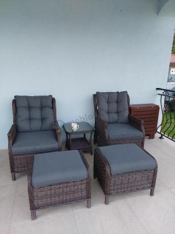 Komplet mebli ogrodowych z technorattanu z funkcją Relax Laritto Duo - Dark Brown