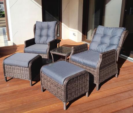 Komplet mebli ogrodowych z technorattanu z funkcją Relax Laritto Duo - Dark Brown