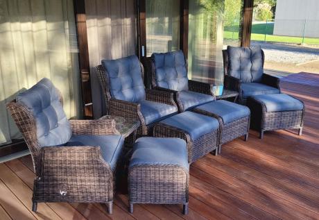 Komplet mebli ogrodowych z technorattanu z funkcją Relax Laritto Duo - Dark Brown