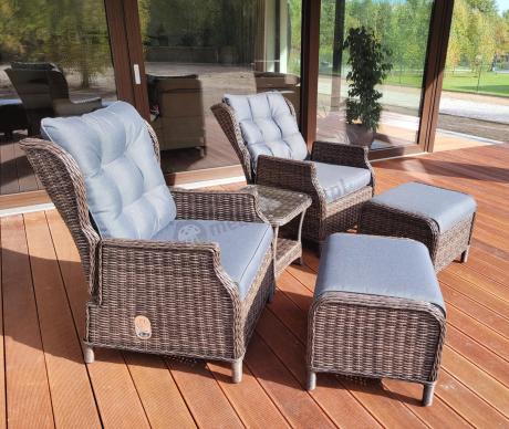 Komplet mebli ogrodowych z technorattanu z funkcją Relax Laritto Duo - Dark Brown
