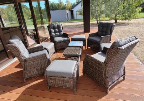 Komplet mebli ogrodowych z technorattanu z funkcją Relax Laritto Duo - Dark Brown