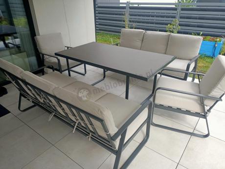 Komplet mebli ogrodowych z wysokim stołem 160cm, sofami i fotelami - Ater Grande - Beige