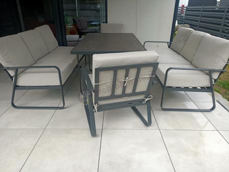 Komplet mebli ogrodowych z wysokim stołem 160cm, sofami i fotelami - Ater Grande - Beige