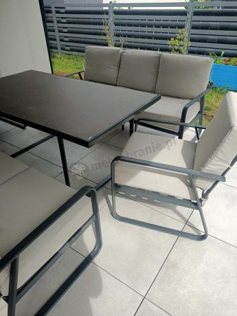 Komplet mebli ogrodowych z wysokim stołem 160cm, sofami i fotelami - Ater Grande - Beige