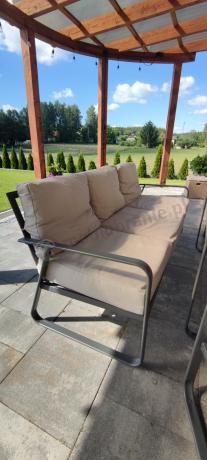 Komplet mebli ogrodowych z wysokim stołem 160cm, sofami i fotelami - Ater Grande - Beige