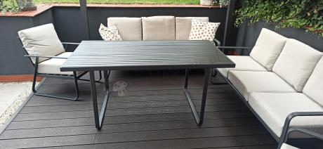 Komplet mebli ogrodowych z wysokim stołem 160cm, sofami i fotelami - Ater Grande - Beige