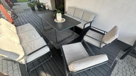 Komplet mebli ogrodowych z wysokim stołem 160cm, sofami i fotelami - Ater Grande - Beige