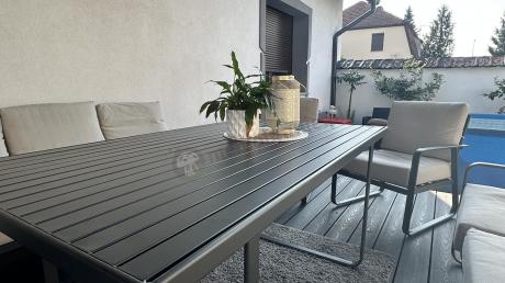 Komplet mebli ogrodowych z wysokim stołem 160cm, sofami i fotelami - Ater Grande - Beige