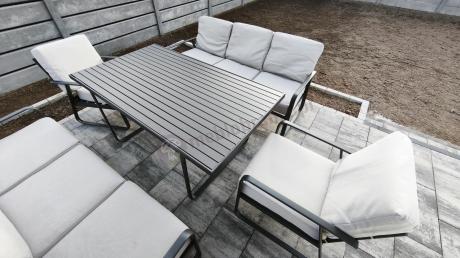 Komplet mebli ogrodowych z wysokim stołem 160cm, sofami i fotelami - Ater Grande - Beige