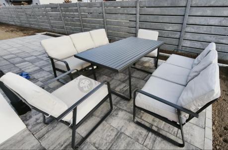 Komplet mebli ogrodowych z wysokim stołem 160cm, sofami i fotelami - Ater Grande - Beige