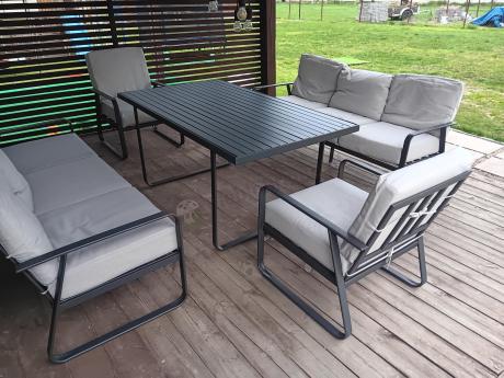 Komplet mebli ogrodowych z wysokim stołem 160cm, sofami i fotelami - Ater Grande - Beige