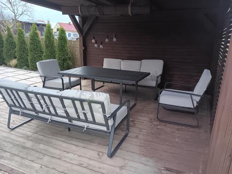 Komplet mebli ogrodowych z wysokim stołem 160cm, sofami i fotelami - Ater Grande - Beige