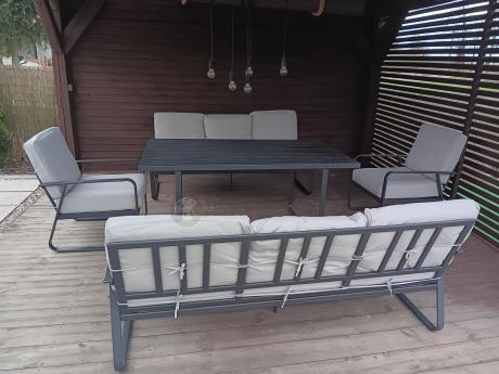 Komplet mebli ogrodowych z wysokim stołem 160cm, sofami i fotelami - Ater Grande - Beige
