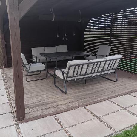 Komplet mebli ogrodowych z wysokim stołem 160cm, sofami i fotelami - Ater Grande - Beige