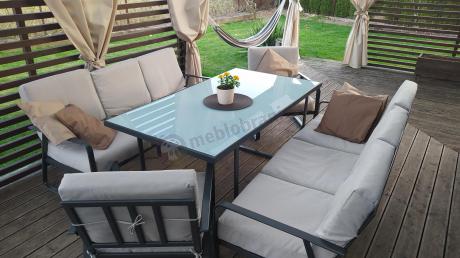 Komplet mebli ogrodowych z wysokim stołem 160cm, sofami i fotelami - Ater Grande - Beige