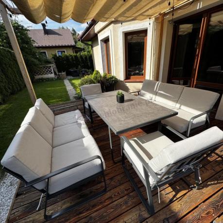 Komplet mebli ogrodowych z wysokim stołem 160cm, sofami i fotelami - Ater Grande - Beige