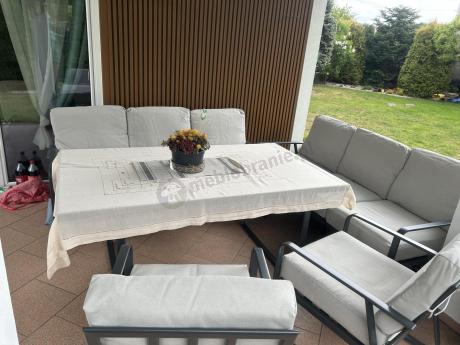 Komplet mebli ogrodowych z wysokim stołem 160cm, sofami i fotelami - Ater Grande - Beige