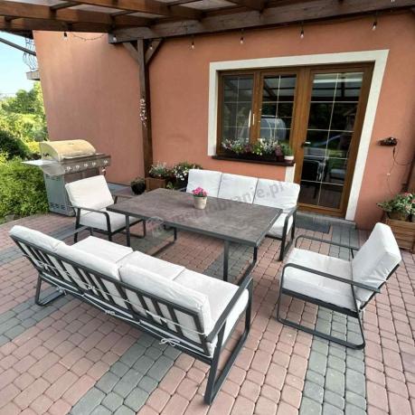 Komplet mebli ogrodowych z wysokim stołem 160cm, sofami i fotelami - Ater Grande - Beige