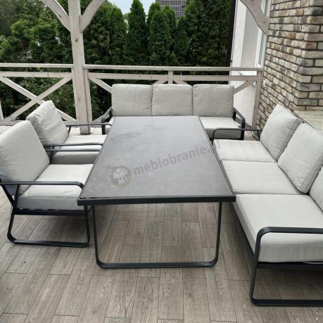 Komplet mebli ogrodowych z wysokim stołem 160cm, sofami i fotelami - Ater Grande - Beige