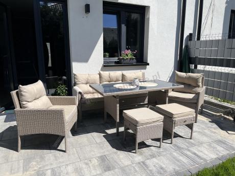 Komplet mebli ogrodowychtechnorattan dla 7 osób Perata Dining Natural