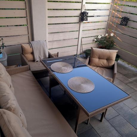Komplet mebli ogrodowychtechnorattan dla 7 osób Perata Dining Natural