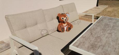 Komplet mebli tarasowych dla 5 osób z sofą 190cm - Elke Dining - White