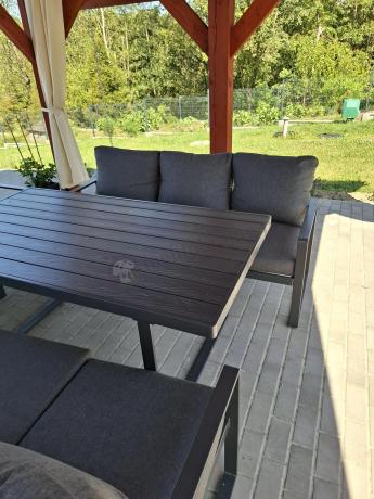 Komplet mebli tarasowych dla 8 osób - 2 sofy, 2 fotele i wysoki stół 160cm - Panaon Grande DG