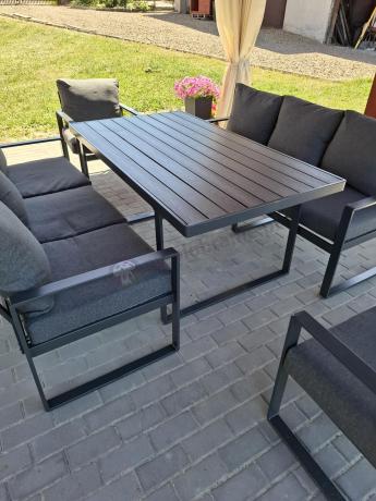 Komplet mebli tarasowych dla 8 osób - 2 sofy, 2 fotele i wysoki stół 160cm - Panaon Grande DG