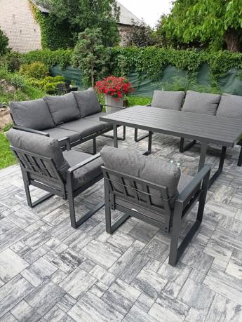 Komplet mebli tarasowych dla 8 osób - 2 sofy, 2 fotele i wysoki stół 160cm - Panaon Grande DG