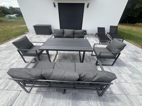 Komplet mebli tarasowych dla 8 osób - 2 sofy, 2 fotele i wysoki stół 160cm - Panaon Grande DG