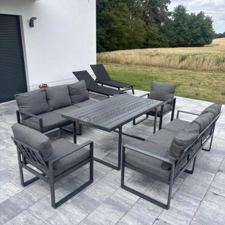 Komplet mebli tarasowych dla 8 osób - 2 sofy, 2 fotele i wysoki stół 160cm - Panaon Grande DG