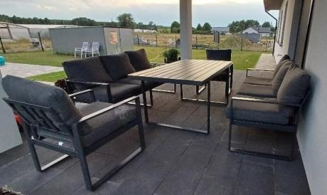 Komplet mebli tarasowych dla 8 osób - 2 sofy, 2 fotele i wysoki stół 160cm - Panaon Grande DG