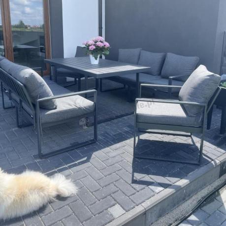 Komplet mebli tarasowych dla 8 osób - 2 sofy, 2 fotele i wysoki stół 160cm - Panaon Grande DG